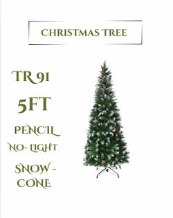 π Snow Flocked Unlit Pencil Christmas Tree Hinged Pine Cones (TR91)π