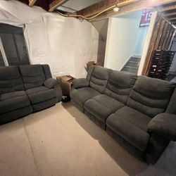 Blue/Gray Sofas With Recliners Like New!