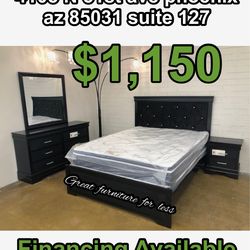 Queen size bedroom set with pillow top mattress and Boxspring brand new