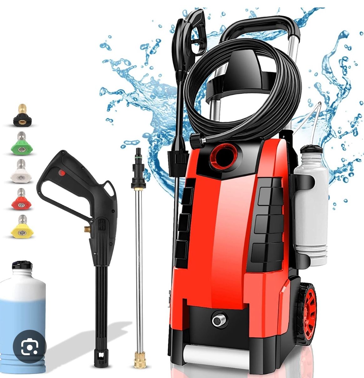 TEANDE Electric Pressure Washer, 3800PSI High Pressure Washer 2.8GPM 1800W Power Washer with Soap Bottle for Cleaning Cars,Garden, DrivewaysRed