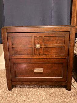 Solid Wood 2-Drawer Nightstand – Dark Cherry Finish – $30 OBO