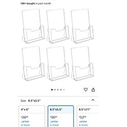 Acrylic Brochure Holders 8.5x5.5 – Set of 6 for Flyers, Menus, Pamphlets
