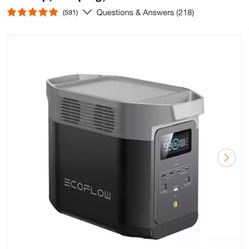 EcoFlow Battery Generator DELTA 2 Solar Generator, 1800W Output, 1024Wh LFP Power Station, Home Backup, Camping,Push-Button Start