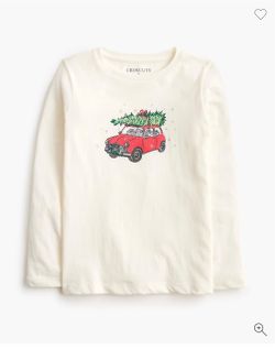 J. Crew Girls' glitter gifts car long-sleeve graphic tee