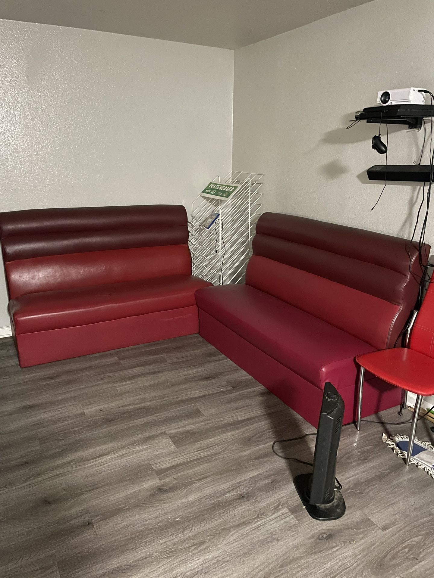 2 Red Leather Couches Need Gone