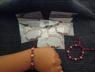 Handmade Macrame Puerto Rican Flag Beaded Bracelet