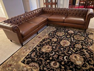 Brown Tufted Chesterfield Sectional Sofa