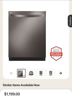 LG Dishwasher, model LDTS5552D, black stainless steel.