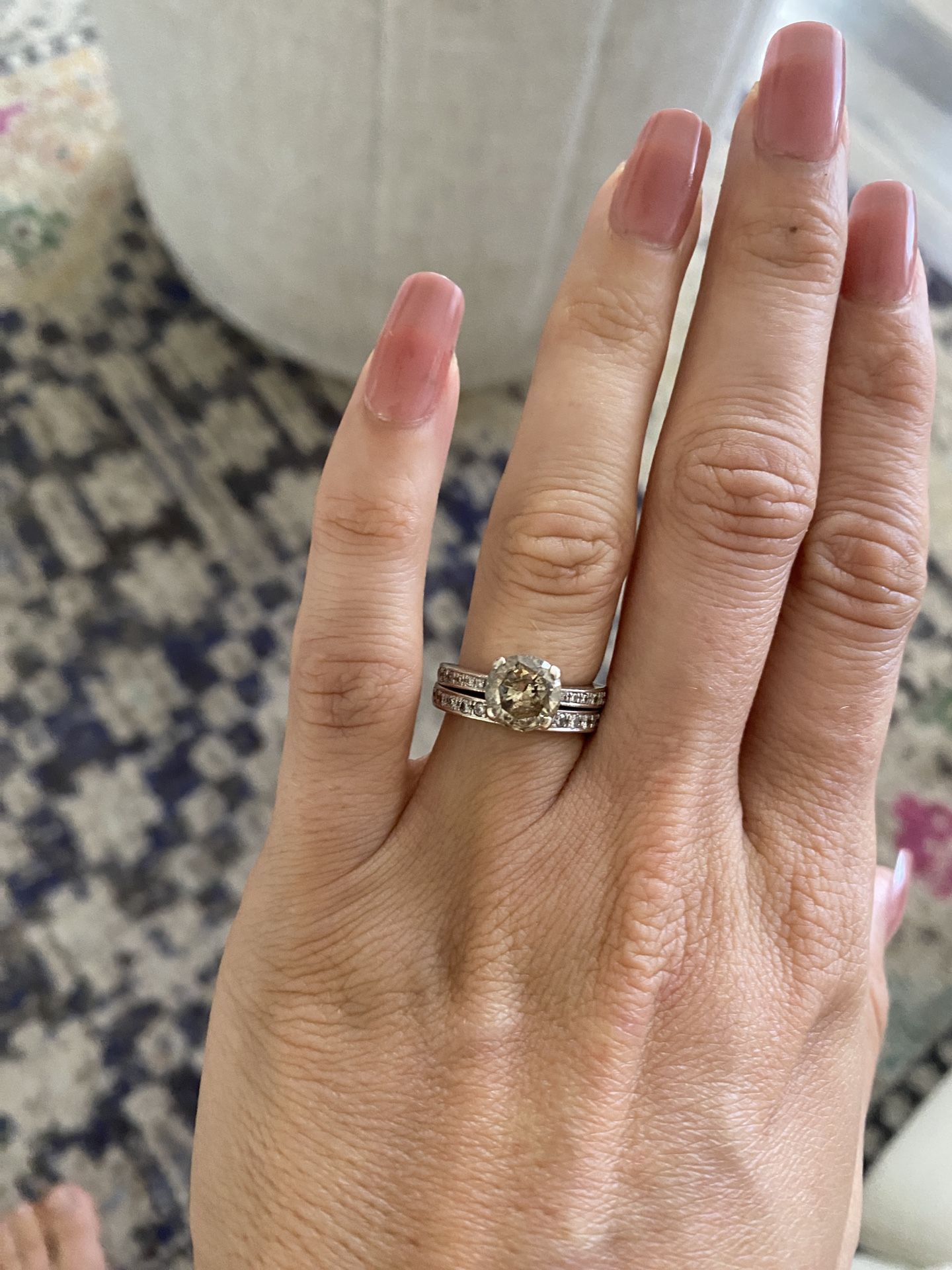 Champagne Diamond Engagement Ring + Wedding Band