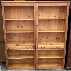 Pair of Solid Knotty Pine Bookcases Storage Display Shelves