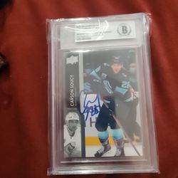 Carson Soucy autographed  seattle kraken card beckett certified