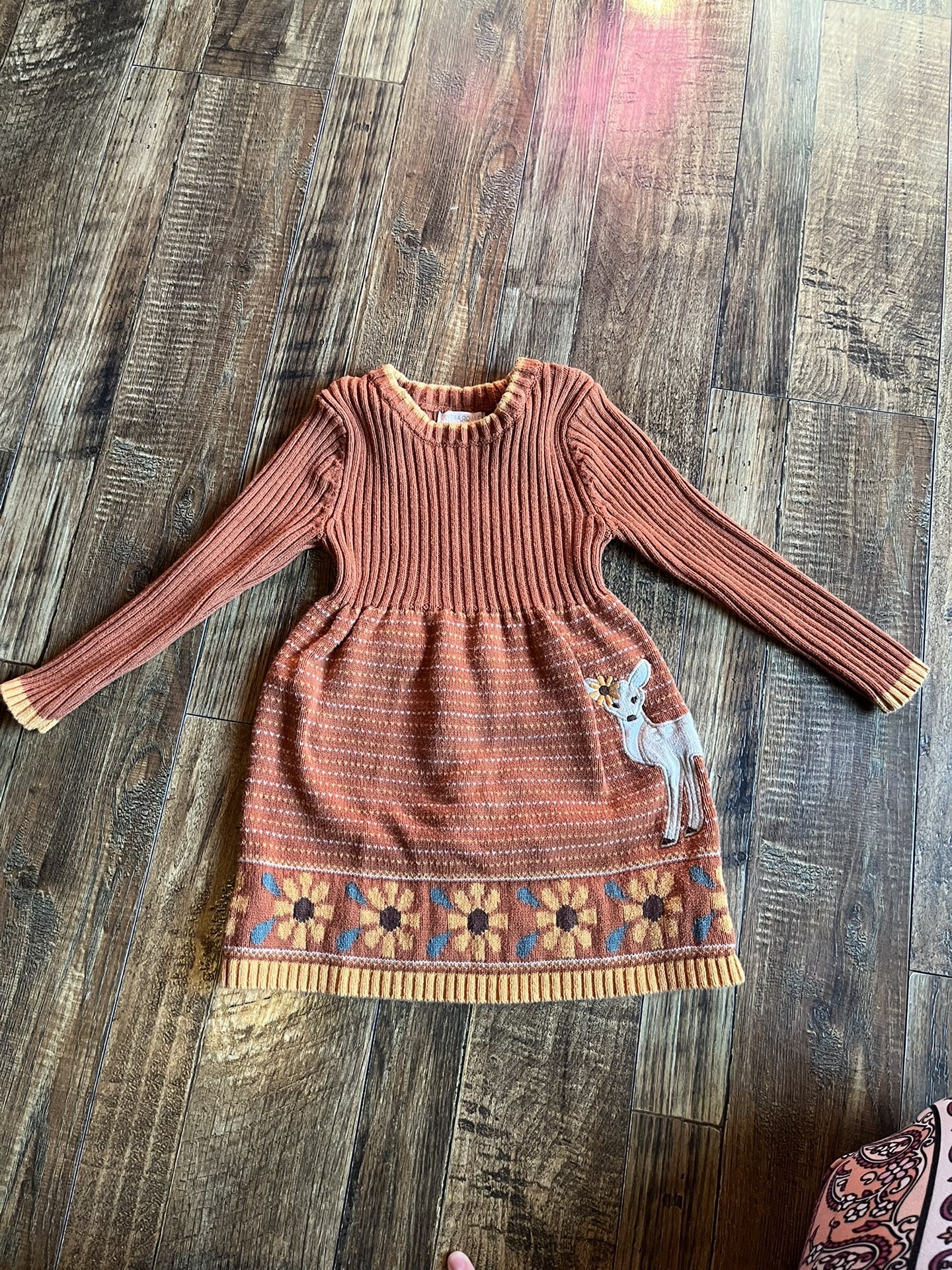 Cynthia Rowley Rust Knit Dress with Deer and Floral Motif