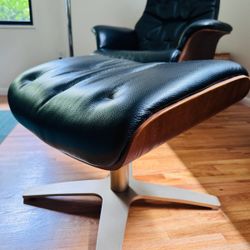 Dania Mid Century Style Leather Recliner And Ottoman