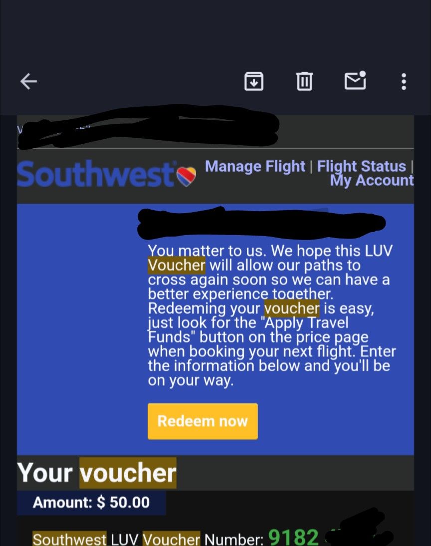 Southwest Vouchers - 3 $50 Vouchers