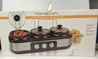 HomeCraft 3-Station Stainless Steel Slow Cooker