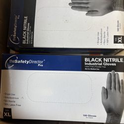 Black Nitrile Industrial Gloves XL