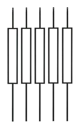 (Brand New in Box)  5 Pack Wrought Iron Balusters 44 Inches Deck Balusters 1/2" Square Single Rectangle Metal Balusters Hollow Satin Black, GRMIKBU GB