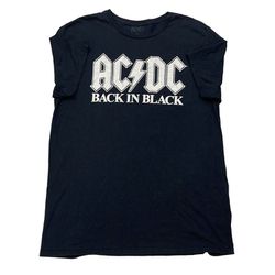 AC/DC Mens Black Back In Black Metal Music Crew Neck Short Sleeve T Shirt Sz L
