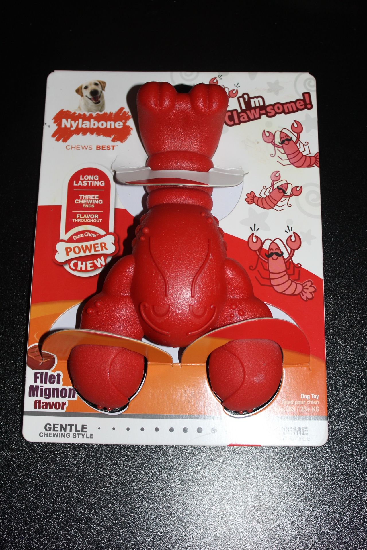Power Chew Lobster Dog Toy Filet Mignon 1 Count XL Extreme Chewing Style Red NEW