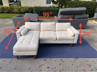 Light Beige Chaise Sectional! Same Day Delivery. 🚚