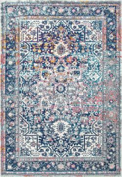 nuLOOM Bodrum Raylene Vintage Persian Framed Floral Rug 10 Ft x 8 Ft *50.00 Firm*