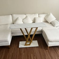 White U Shaped Sofa 