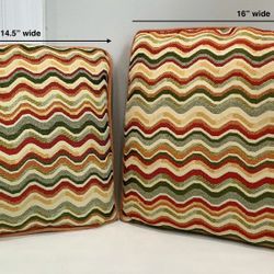 Pair of Colorful Wavy Patterned Reversible Throw Pillows with Removable Cases