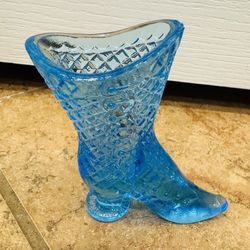 Findley Herman Tappan Blue Glass Boot - Victorian Style - tiny chip - $5