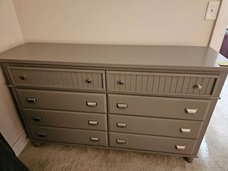 Gray Wood Dresser with 10 Drawers