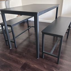 Dining table with benches
