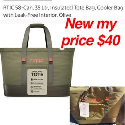 New RTIC 58-Can, 35 Ltr, Insulated Tote Bag, Cooler Bag with Leak-Free Interior, Olive  🚨$40 firm cash only east Palmdale