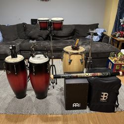 Set Of Bongos And Congas Along With Others! 