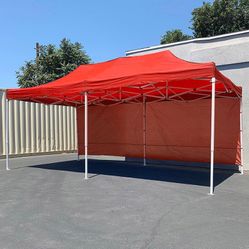 New in box $205 Heavy-Duty Canopy 10x20 ft with (2 Sidewalls), EZ Popup Outdoor Gazebo, Carry Bag (Red or Blue)