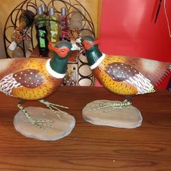 RARE PAIR OF METAL PHEASANTS