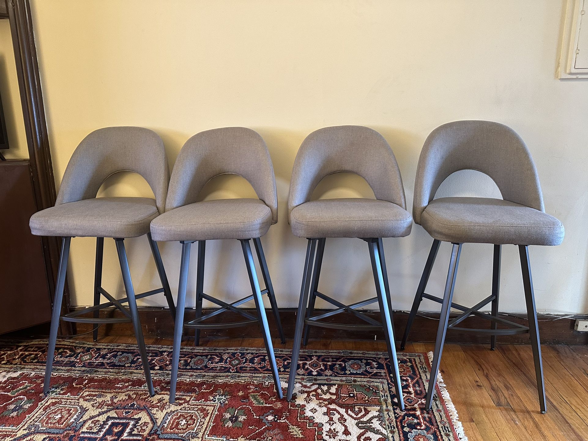 Metal Swivel Barstools Gray with chair-back