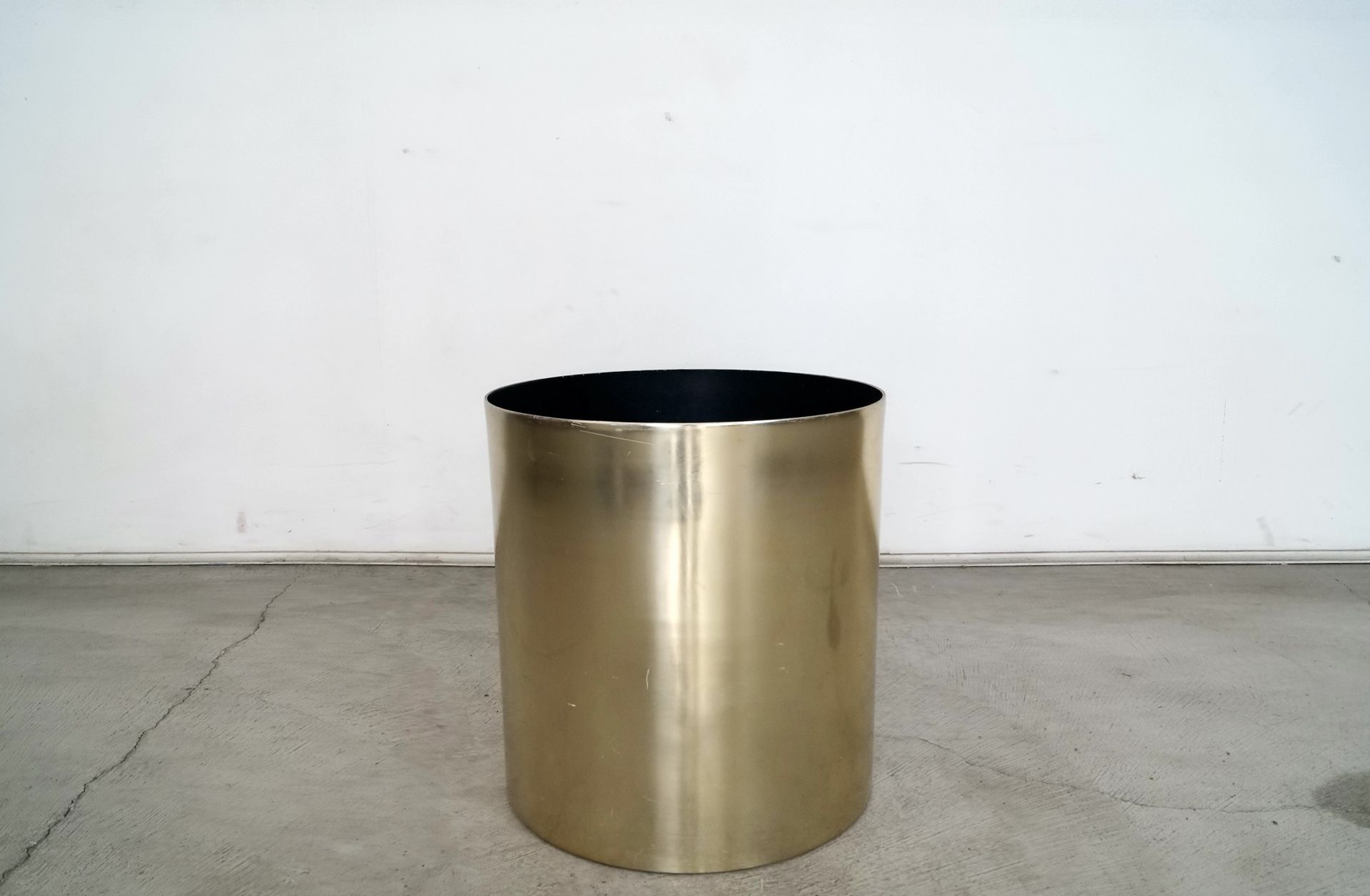 1970’s Mid Century Modern Aluminum Cylinder Planter By Paul Mayen