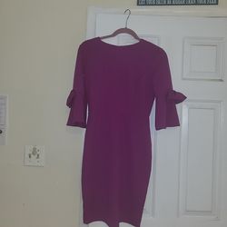 Purple Buisness Casual Bow Sleeve Dress