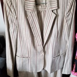 Beige and Brown Pinstripe Suit 