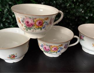 Floral Porcelain Tea Cups and Saucers