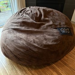 5’ LoveSac Suede Brown Bean Bag Chair