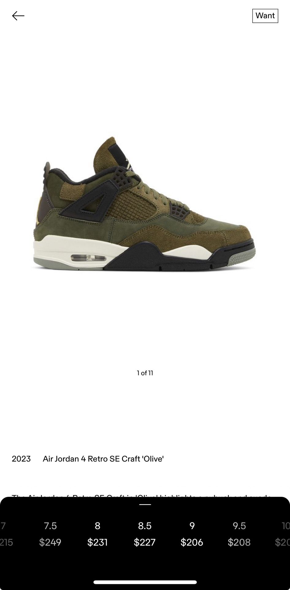 2023 Air Jordan 4 Retro SE Craft “Olive”