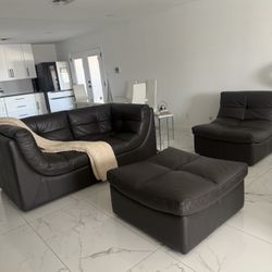 Leather Sofa/Sectional with Ottoman