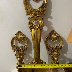 ADORNO ANTIGUO DE SIROCO DISEÑO FUENTE CON CANDELABROS