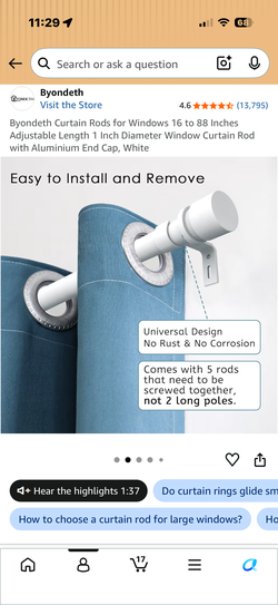 White curtain rods (2-pack)