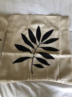 A Set Of Brown Black Leaf Pillow Covers 