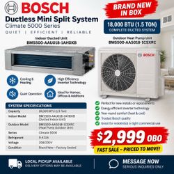 BRAND NEW Bosch 18K BTU Mini Split Heat Pump – Complete 1.5 Ton System