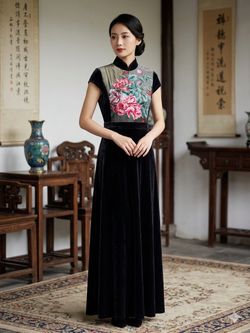 High-end velvet dress