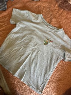 Embroidered Flower Baby Blue Tee