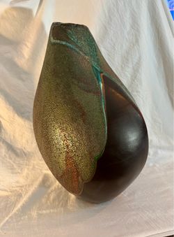 Vintage Mid-Century Organic Glazed Ceramic Studio Vase Signed Tony Evans