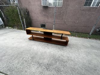 Crate And Barrel Mid Century Modern Open Media Console Entertainment Center Tv Stand Bookcase